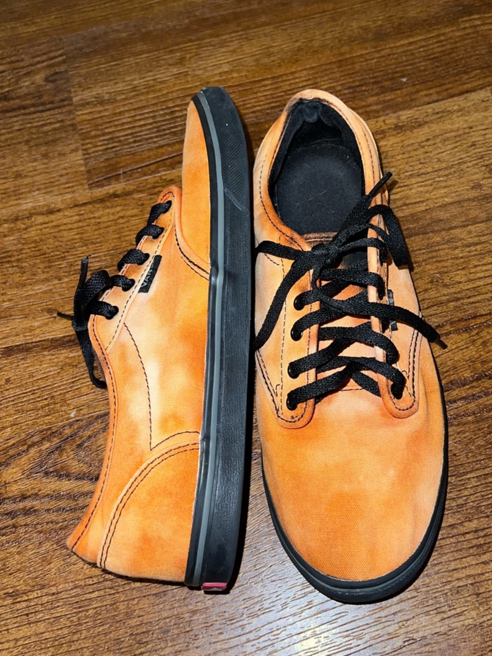 Vans Black & Orange Lace Up Skater Y2K Retro Tie Dye Sneakers Size 8.5 Upcycled